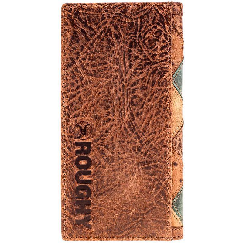 Hooey RW009-BRTQ "OURAY" BROWN/TURQUOISE OSTRICH PRINT ROUGHY RODEO WALLET