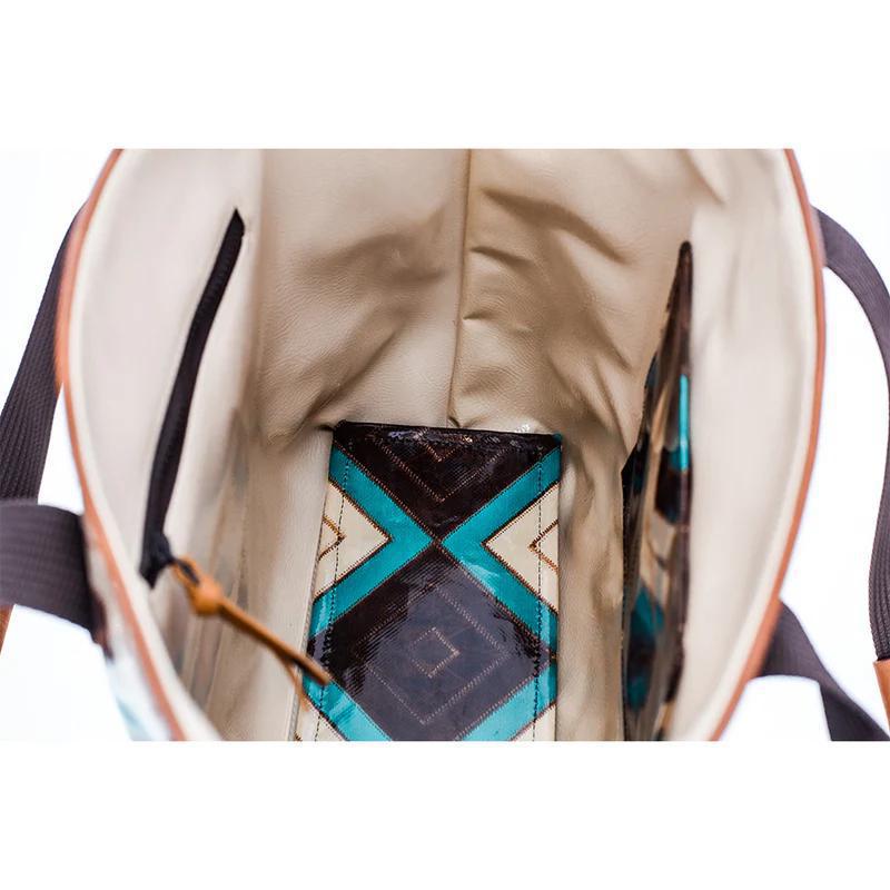 Hooey HCT003-BRTQ "MONTEZUMA" BROWN/TURQUOISE AZTEC PATTERN CLASSIC TOTE PURSE