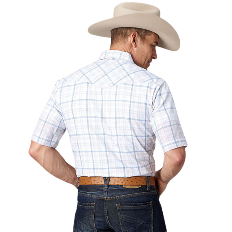 Roper 01-002-0101-4058 MENS S/S SHIRT SNAP WOVEN PLAID