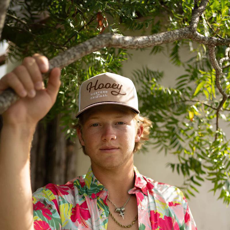 Hooey 2460T-TNWH OG Tan / White 5 Panel Trucker with Brown Stitching