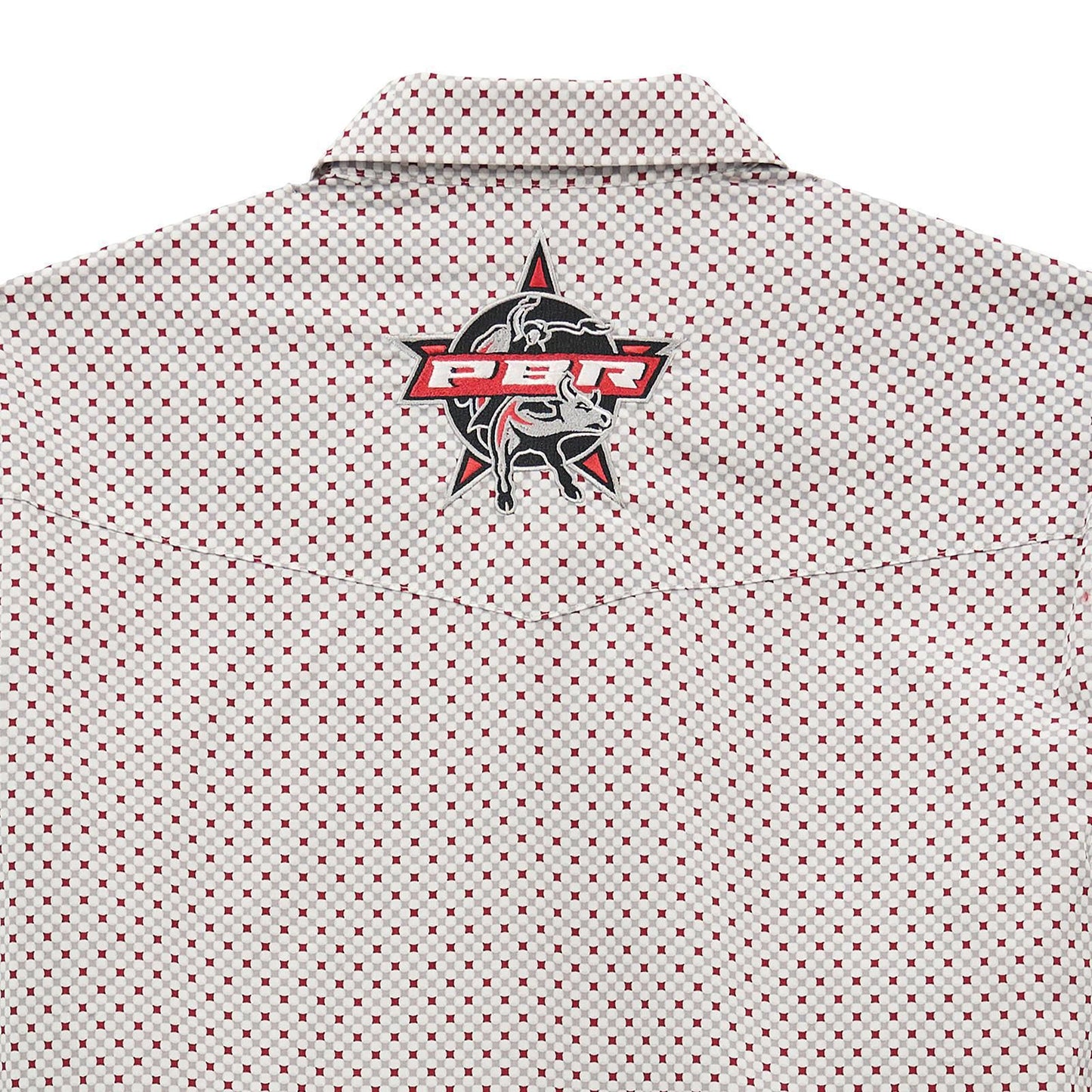 Wrangler 112368524 PBR Logo Long Sleeve Shirt - Gray/Red - Snaps