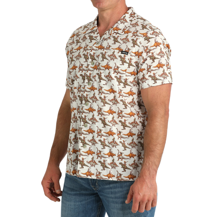 Cinch MTW1401054 MENS S/S Bronc-A-Saurus CAMP SHIRT