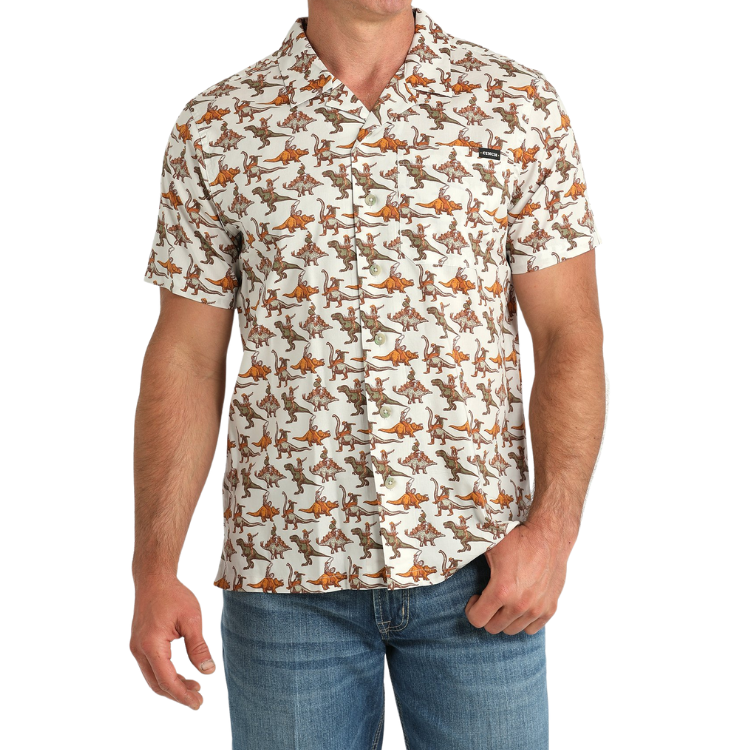 Cinch MTW1401054 MENS S/S Bronc-A-Saurus CAMP SHIRT
