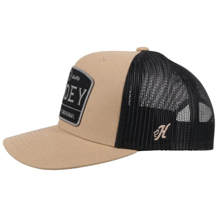 Hooey 2108T-TNBK Trip Tan / Black 6 Panel Trucker with Black/Grey Rectangle Patch