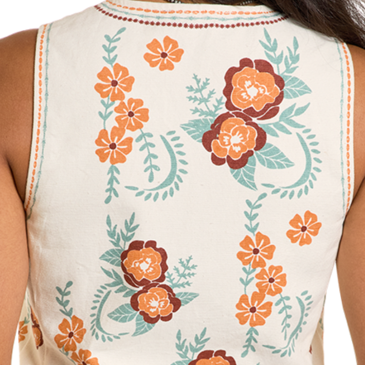 Rock & Roll BW98T06318 Women's Floral Print Vest - Rose/Mauve
