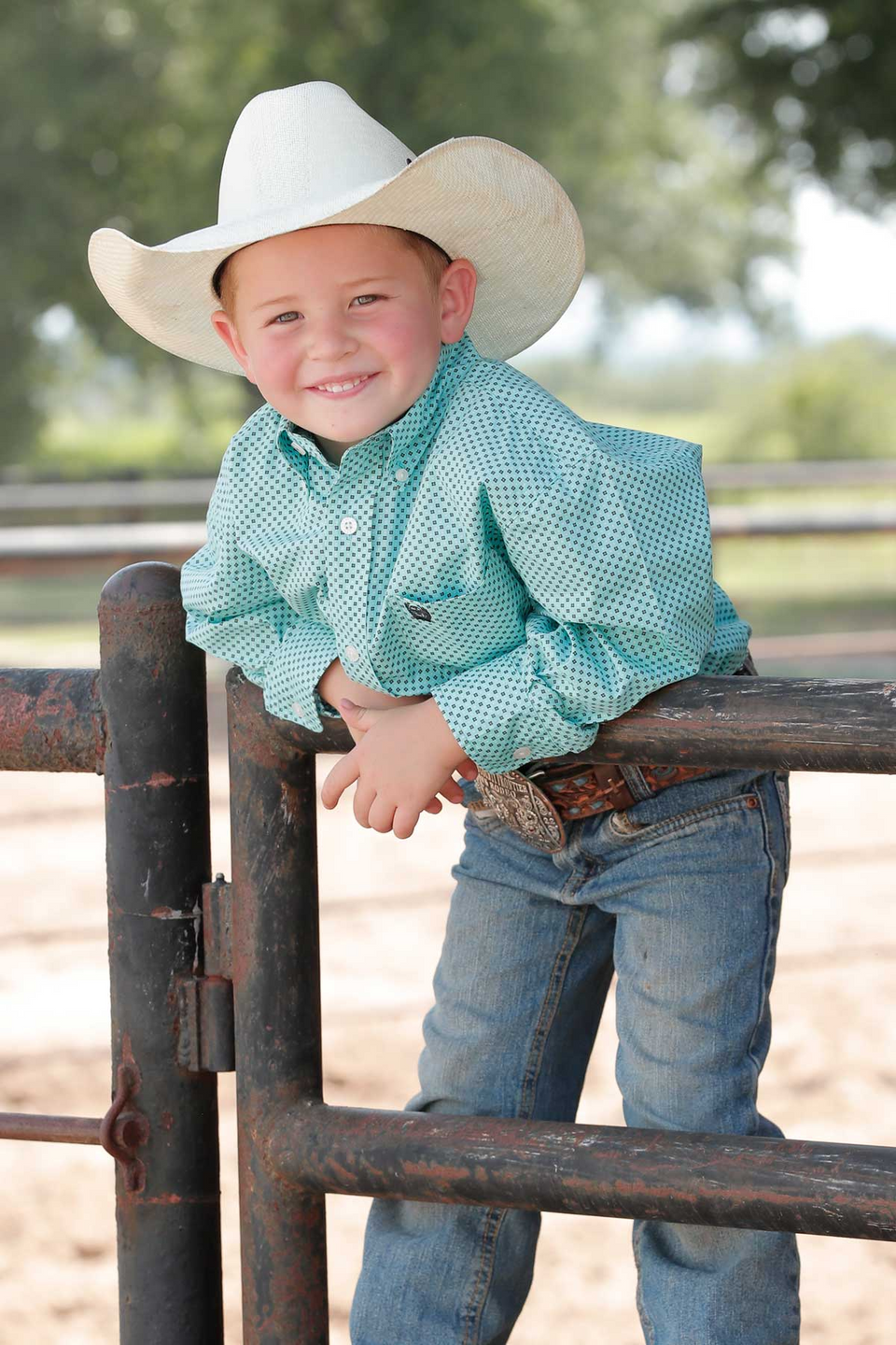 Cinch MTW7060343 BOYS LONG SLEEVE SHIRT LIGHT BLUE PRINT