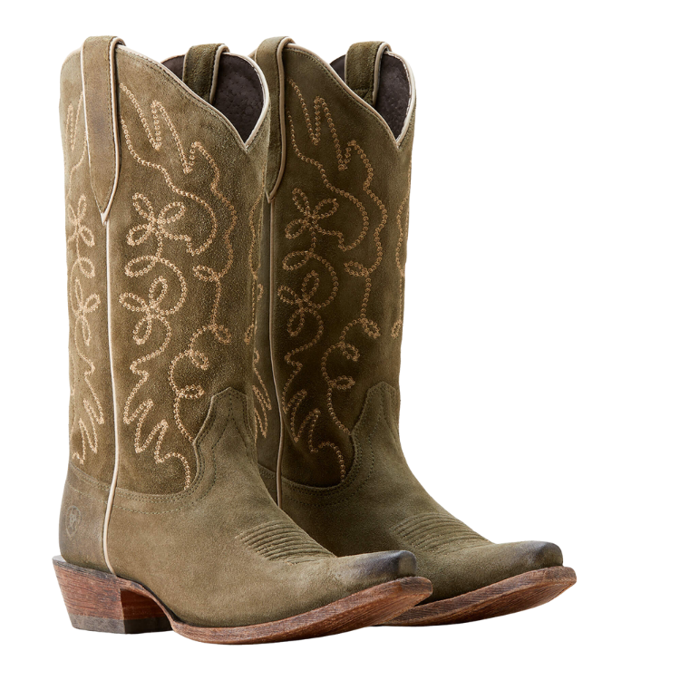 Ariat 10053792 Women's Jukebox Western Boot Soft Olive Suede