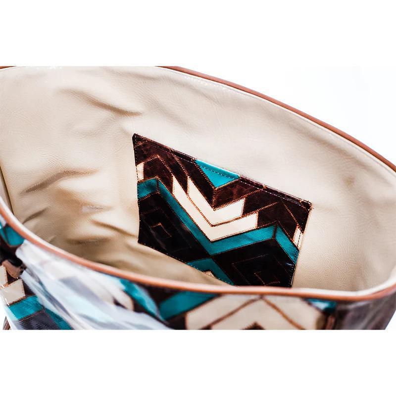 Hooey HCT003-BRTQ "MONTEZUMA" BROWN/TURQUOISE AZTEC PATTERN CLASSIC TOTE PURSE