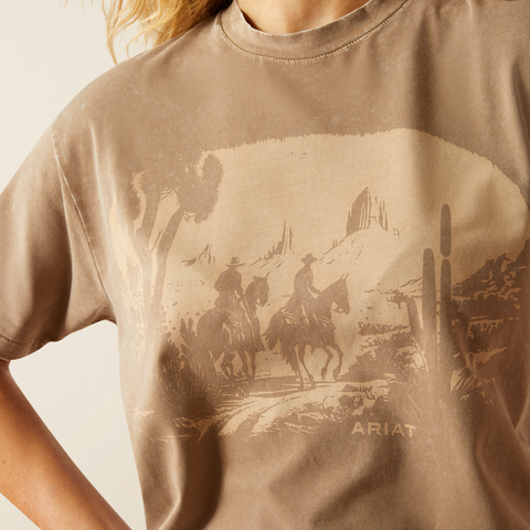 Ariat 10055131 Women's Western Mural T-Shirt Washed Greige