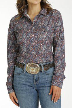 Cinch MSW9163024 WOMEN'S ARENAFLEX PAISLEY PRINT LONG SLEEVE BUTTON-DOWN WESTERN SHIRT