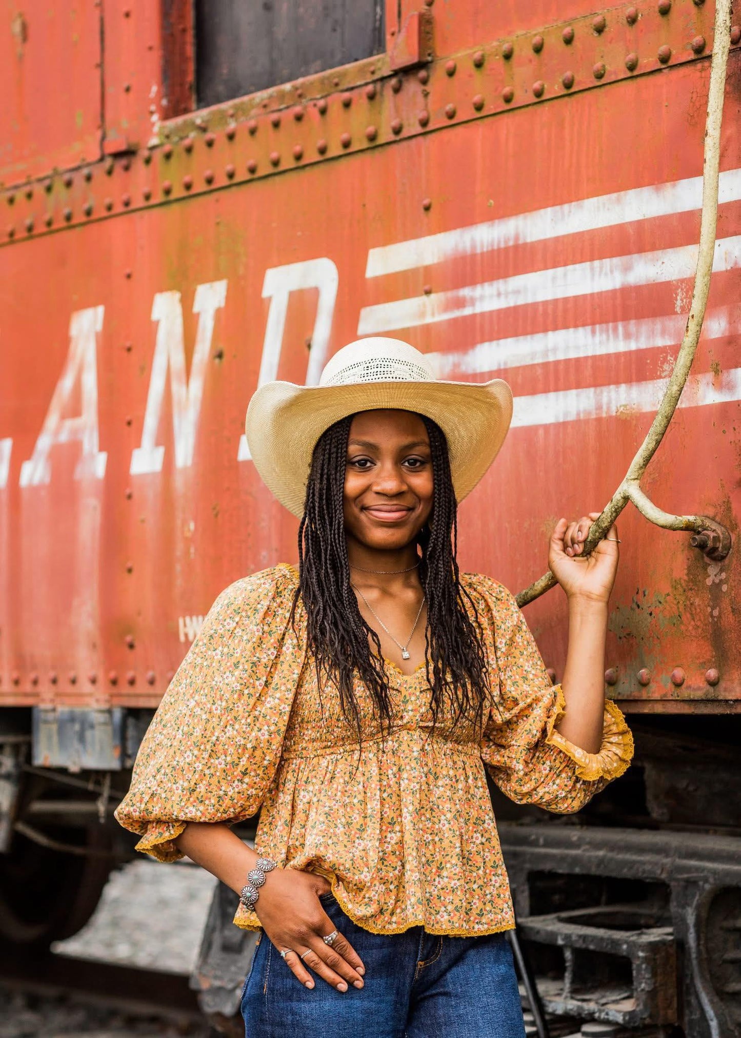 Rock & Roll BW52T05920 Women's Ditsy Floral Blouse - Mustard