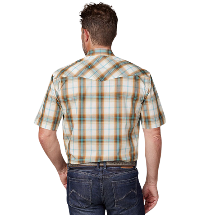 Roper 03-002-0278-4054 MENS S/S SHIRT AMARILLO Y/D PLAID SNAP