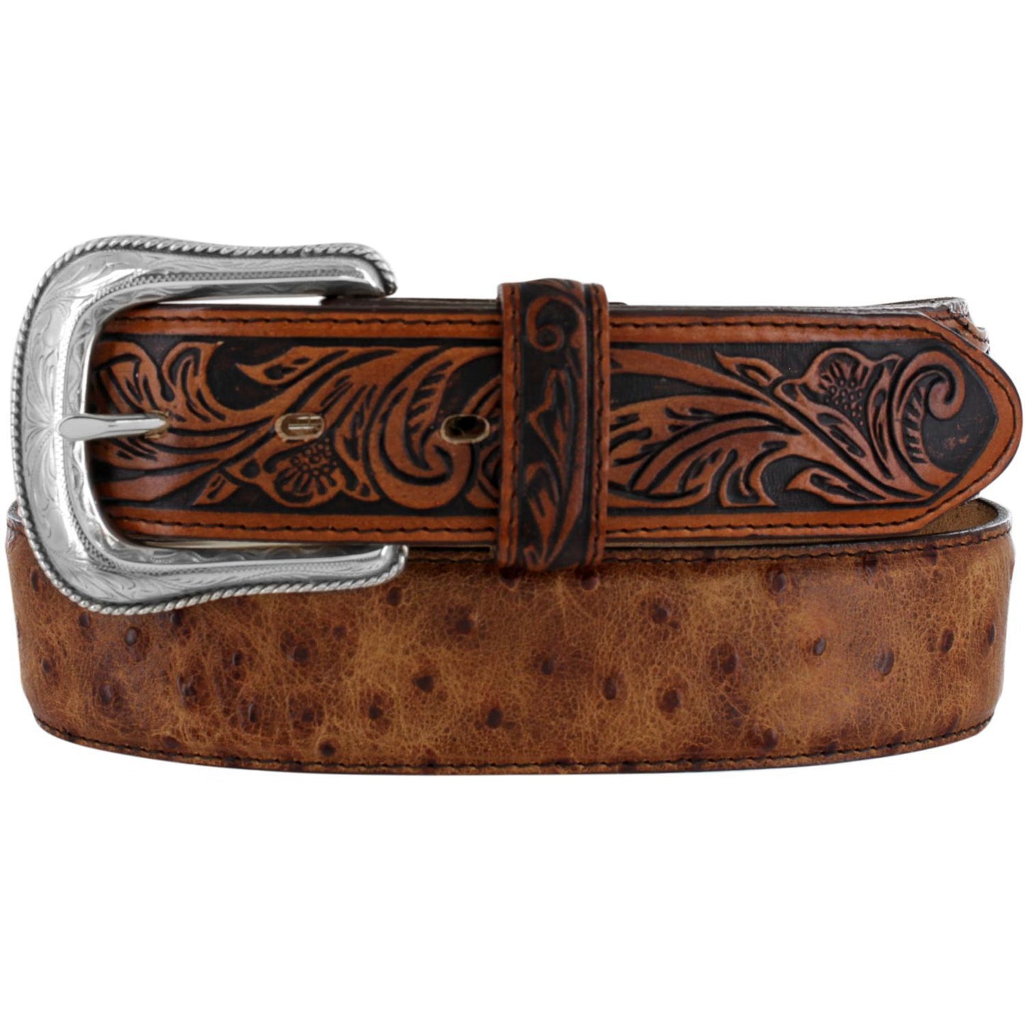 Tony Lama C42525 Rust Ostrich Belt