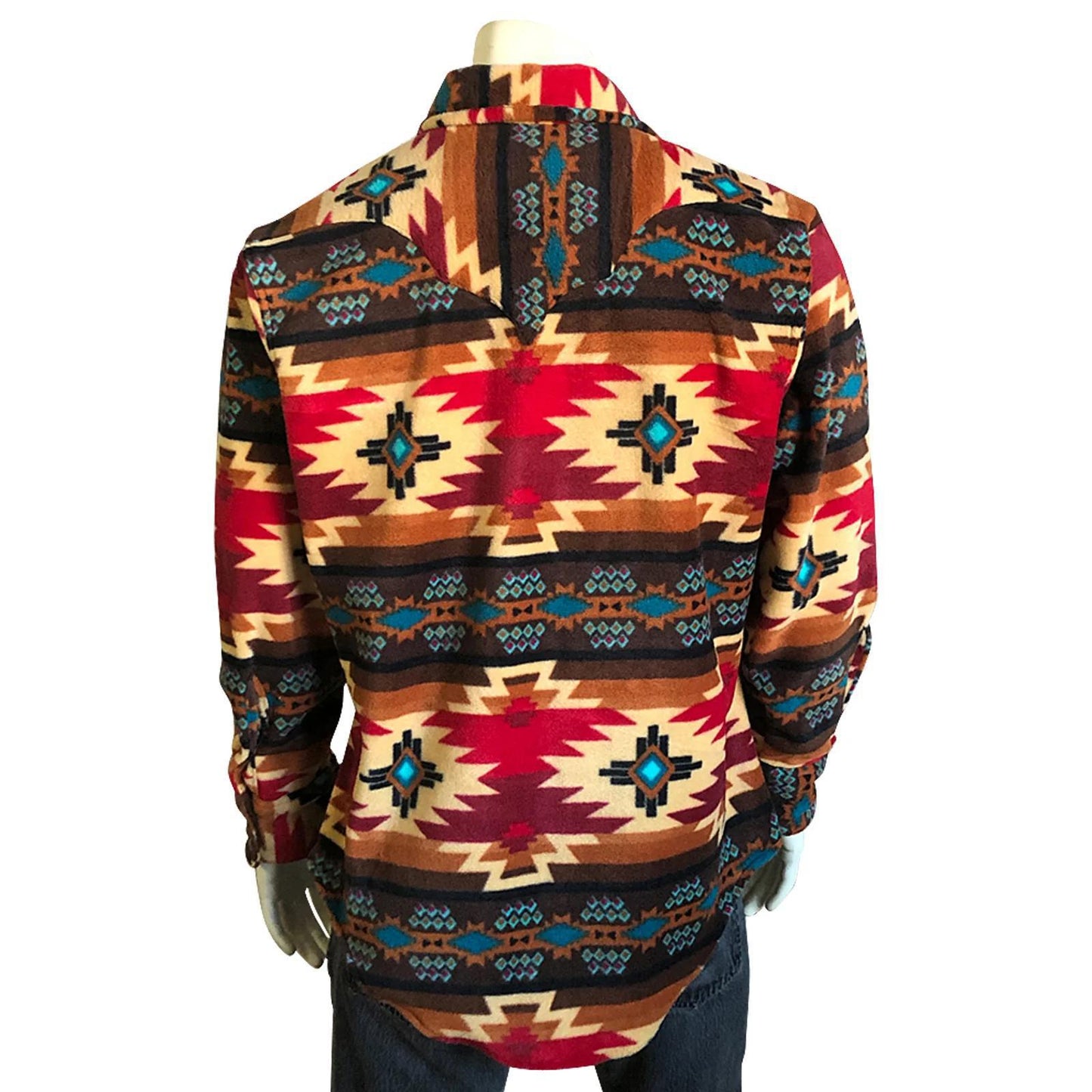 Rockmount 6100 Brown Red Men's Native Pattern Fleece Western Shirt