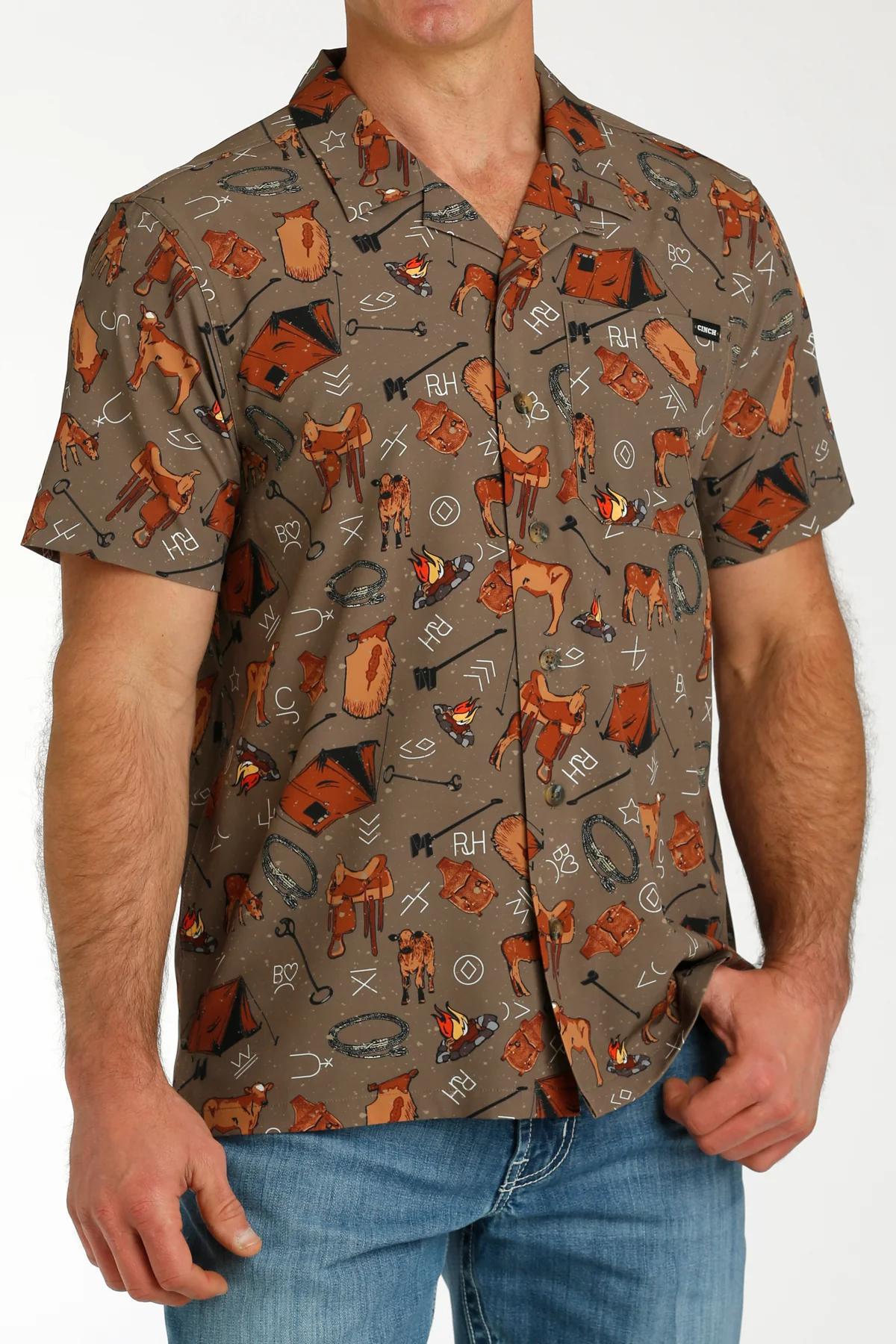Cinch MTW1401045 MENS CAMP BUTTON BOWN SHORT SLEEVE