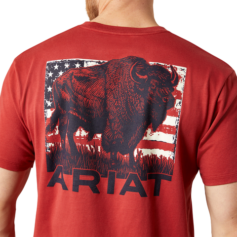 Ariat 10065897 Men's BISON ARIAT BUFFALO FLAG SS TSHRT BRIK,