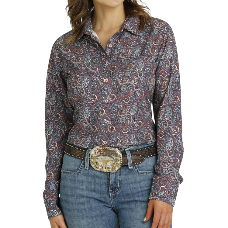 Cinch MSW9163024 WOMEN'S ARENAFLEX PAISLEY PRINT LONG SLEEVE BUTTON-DOWN WESTERN SHIRT