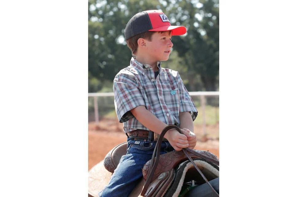 Cinch MTW7140030 Boy's Plaid Short Sleeve Button Up Shirt