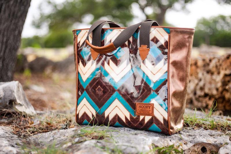 Hooey HCT003-BRTQ "MONTEZUMA" BROWN/TURQUOISE AZTEC PATTERN CLASSIC TOTE PURSE