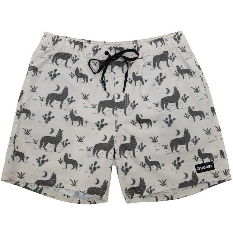 Hooey HB2035PR Men's "Big wake" Cream Habitat Howl Print Boardshorts
