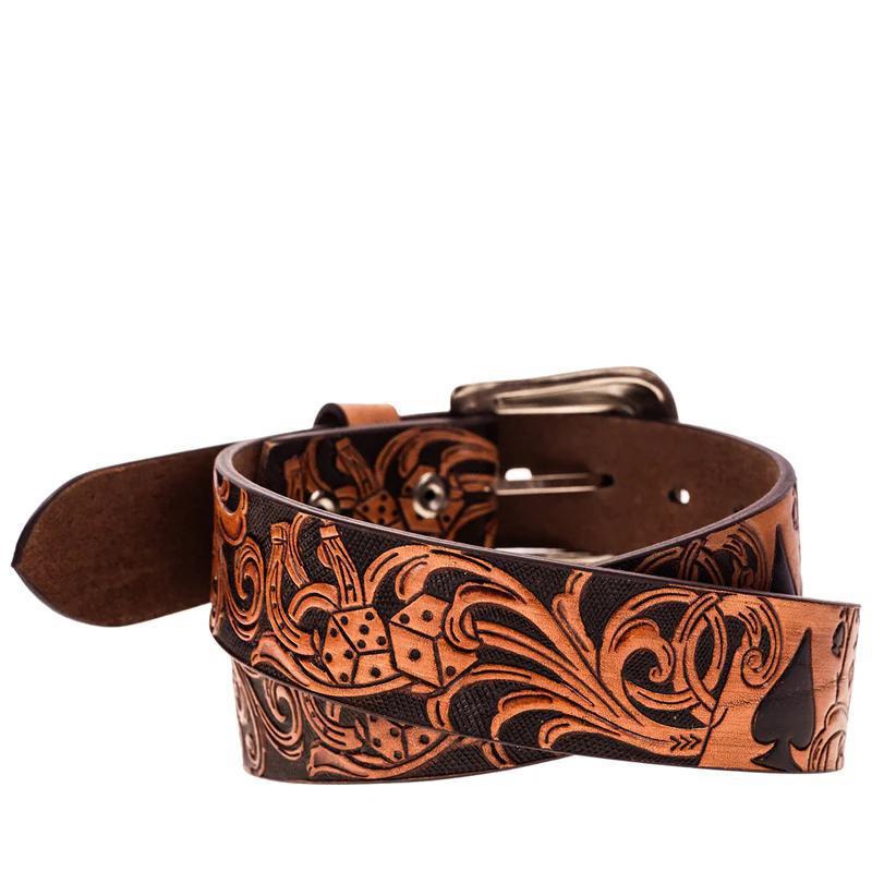 Hooey HMBLT068 "GAMBLER" BROWN/BLACK FILIGREE BELT