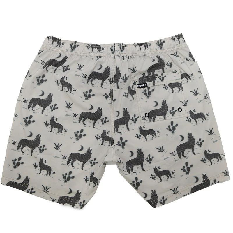 Hooey HB2035PR Men's "Big wake" Cream Habitat Howl Print Boardshorts