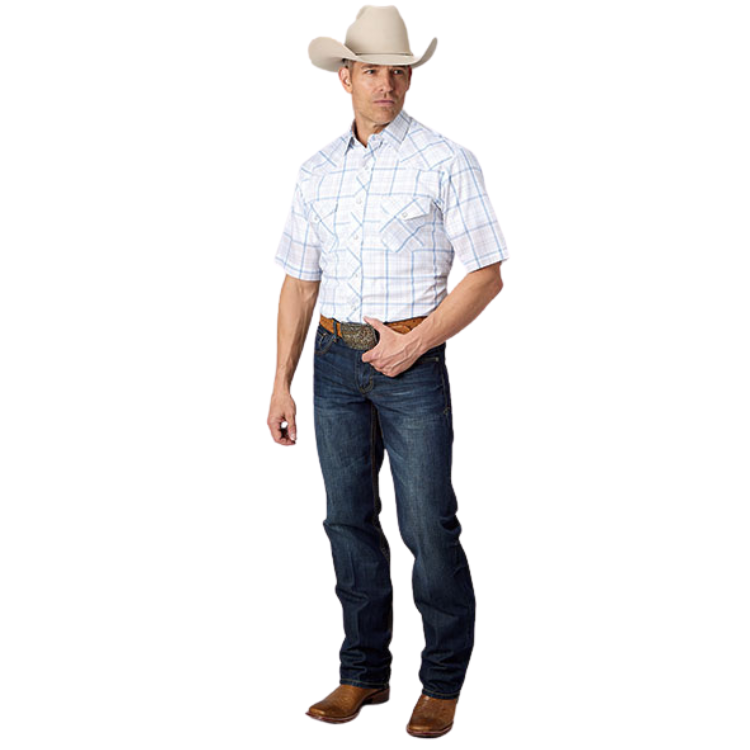 Roper 01-002-0101-4058 MENS S/S SHIRT SNAP WOVEN PLAID