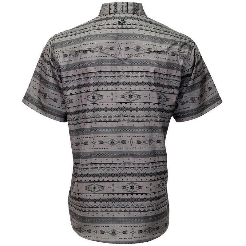 Hooey HT1861CHCD Men's Sol Charcoal/Aztec Pearl Snap Short Sleeve Shirt