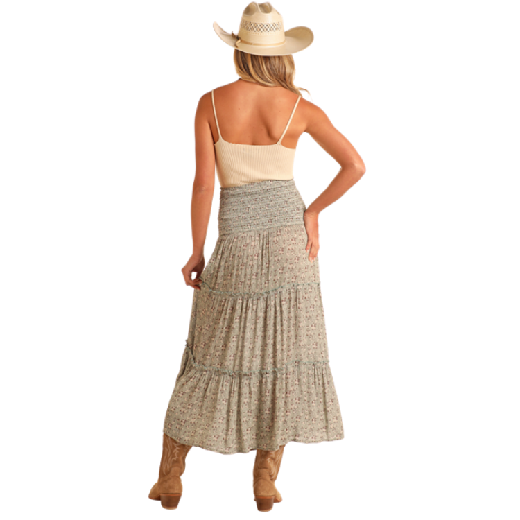 Rock & Roll BW69B05885 Women's Floral Print Maxi Skirt - Jade