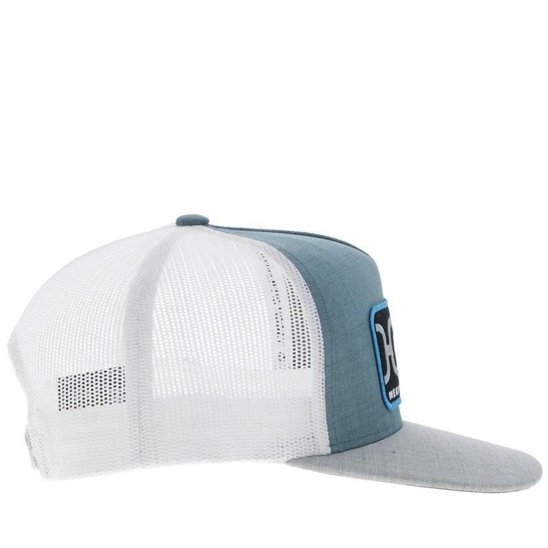 Hooey 2459T-TLWH-Y YOUTH "LOOP" HAT TEAL/WHITE W/BLUE/GREY/BLACK RECTANGLE PATCH
