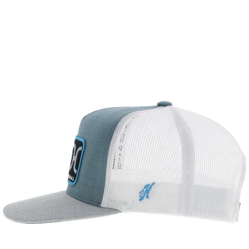 Hooey 2459T-TLWH-Y YOUTH "LOOP" HAT TEAL/WHITE W/BLUE/GREY/BLACK RECTANGLE PATCH