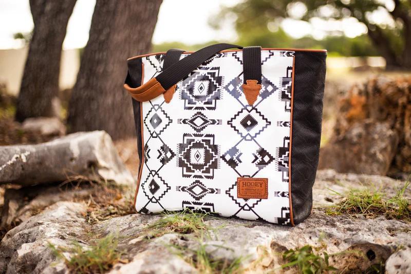 Hooey HCT003-WHBK "WHITERIVER" WHITE/BLACK AZTEC PATTERN CLASSIC TOTE PURSE