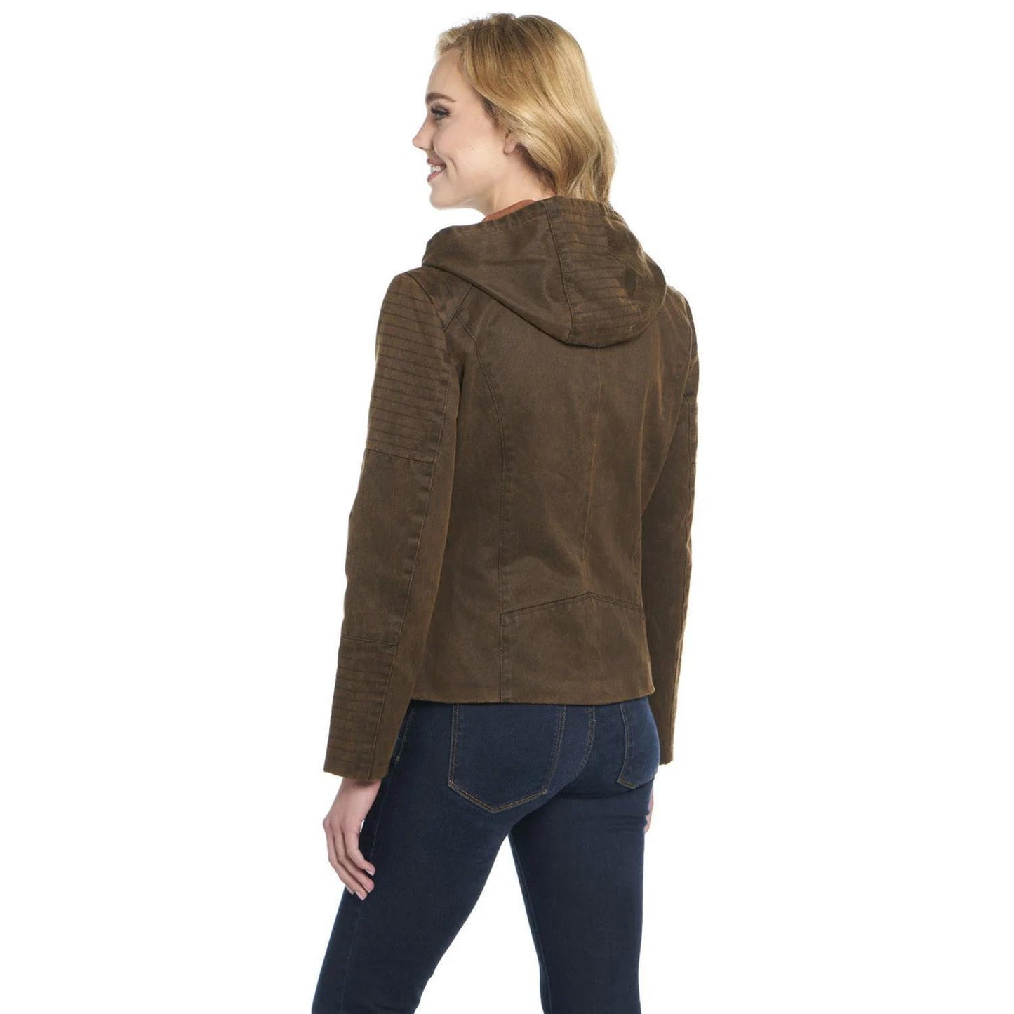 Cripple Creek CW9051-212 Women's Enzyme Washed Hooded Dark Truffle Cotton Jacket