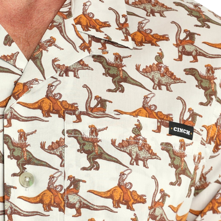 Cinch MTW1401054 MENS S/S Bronc-A-Saurus CAMP SHIRT