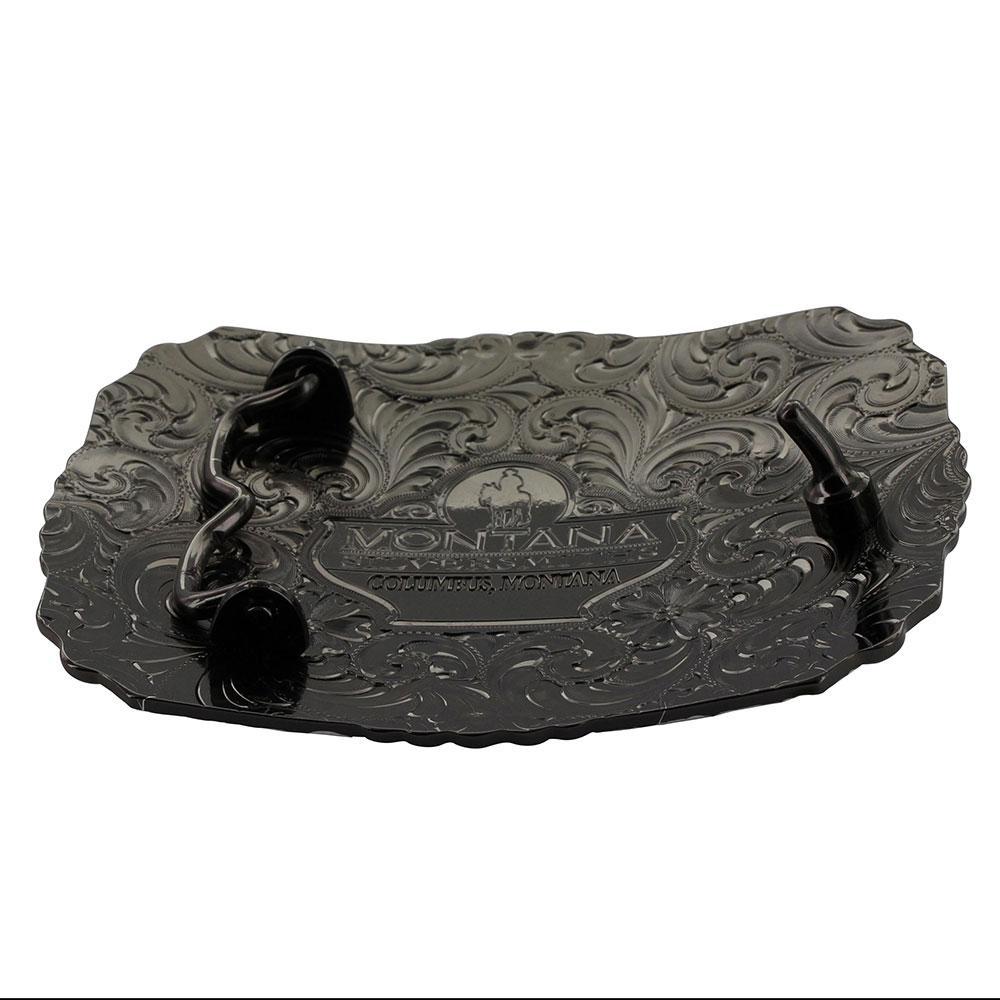 Montana Silversmith 25815SB-731 Gunmetal Cameo Filigree with Christian Cowboy Buckle