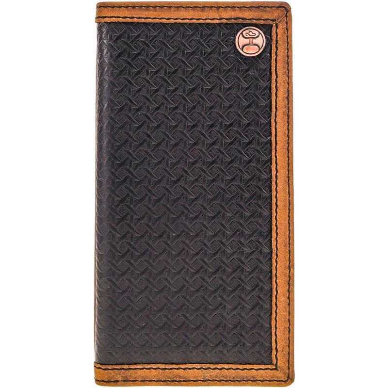 Hooey HW020 BK "Hands Up Basketweave" Black and Tan Wallet
