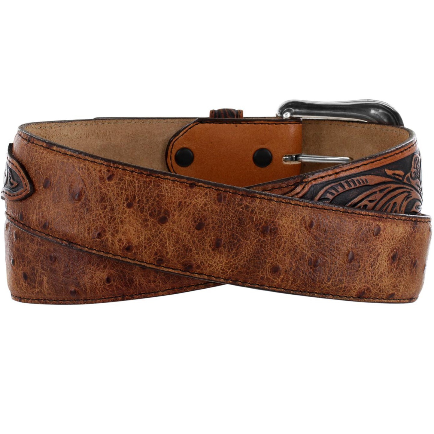 Tony Lama C42525 Rust Ostrich Belt