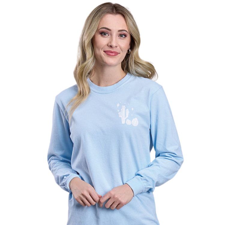 Tin Haul 10-038-0081-0968 Tin Haul Cactus And Stars Screen Womens L/S Shirt