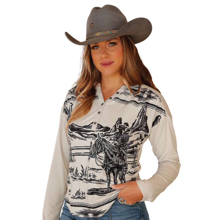 Cruel CTK7499001 Womens Henley-Western Design