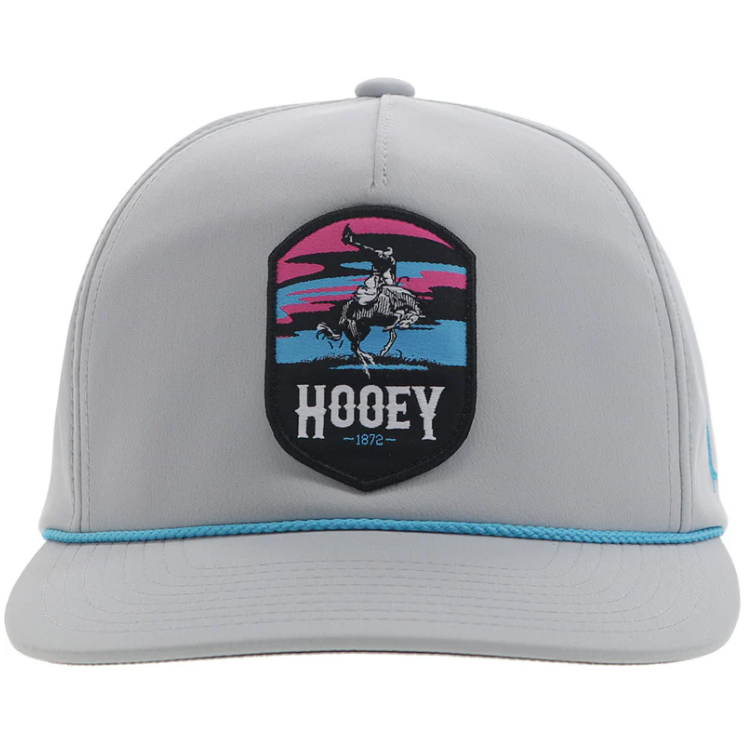 Hooey 2444T-GY Cheyenne Grey 5­ Panel Trucker with Pink / Blue / Black Patch