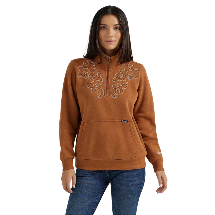 Wrangler 112356689 Women's Retro® Western Stitch Yoke Vintage Quarter Zip Sweatshirt