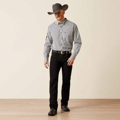 Ariat 10065815 MNS TEAM PABLO LS SHRT WHITE/BLACK