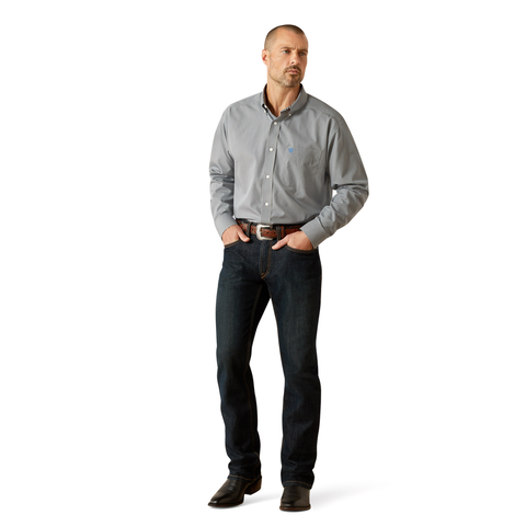 Ariat 10062232 MNS Wrinkle Free Clayton Classic Fit Shirt Light Grey