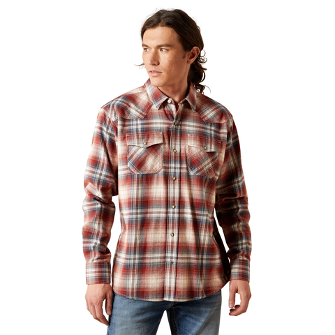 Ariat 10065761 MNS HARPER RETRO SNP LS SHRT RUST