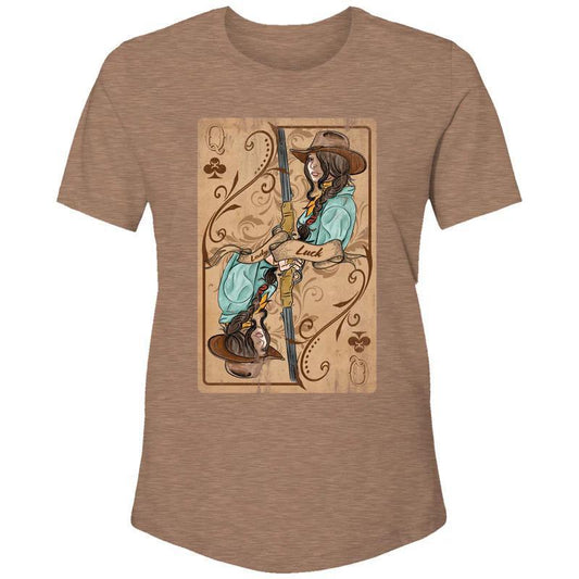 Hooey HT1720LTBR "LADY LUCK" LIGHT BROWN T-SHIRT