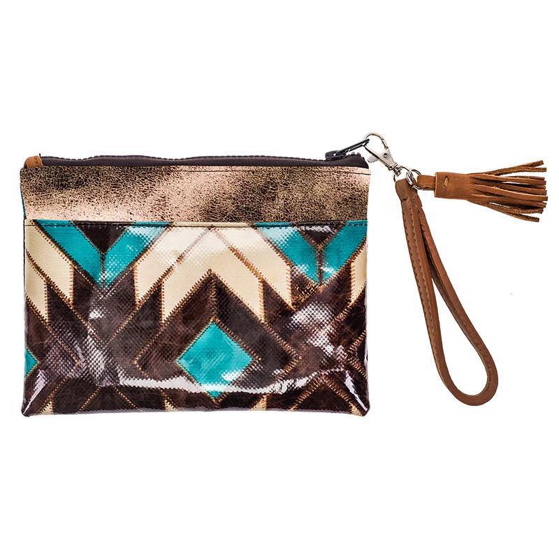 Hooey HWP003-BRTQ "MONTEZUMA" BROWN/TURQUOISE AZTEC PATTERN ARENA WRISTLET