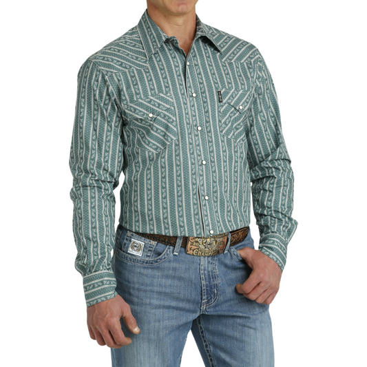 Cinch MTW1303076 Men's Modern Fit Snap Front Western Shirt - Green