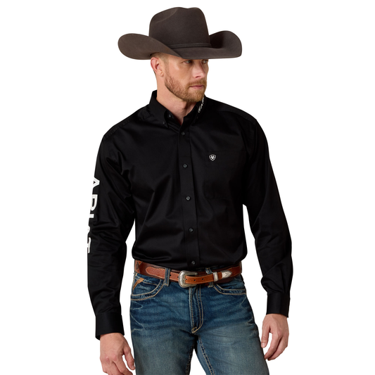 Ariat 10017497 Men's Team Logo Twill Classic Fit Shirt - Black/White