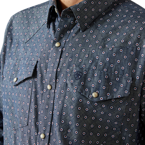Ariat 10062175 MNS Trip Fitted Shirt - Chambray Blue