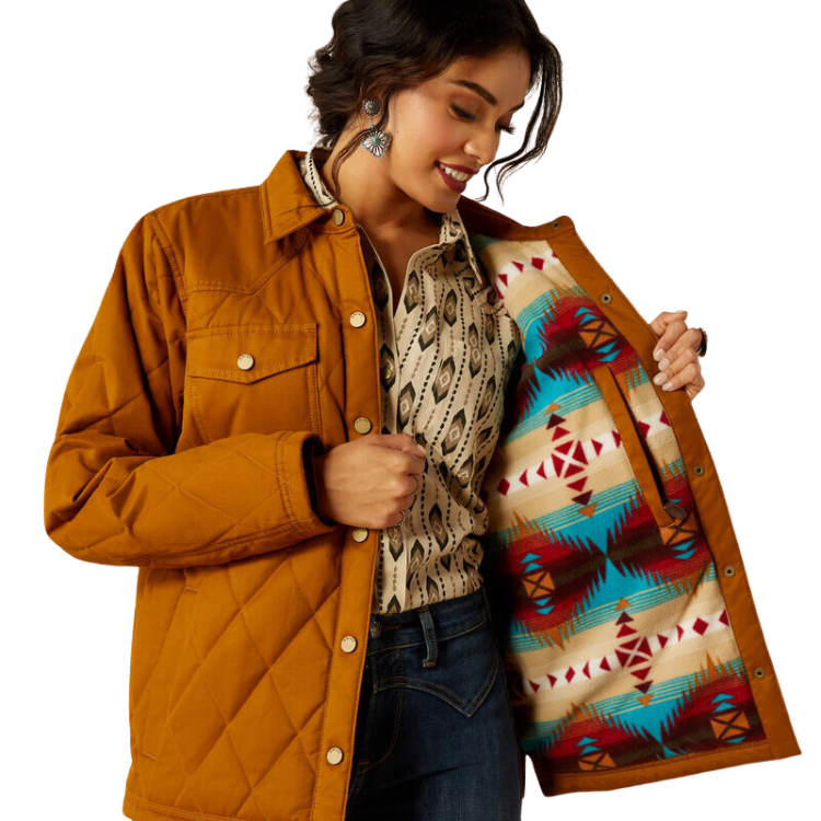 Ariat 10052400 Women's Grizzly Quilted Barn Jacket Chestnut Horse